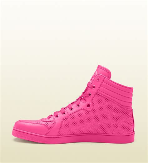 gucci sneakers pink|pink Gucci sneakers high top.